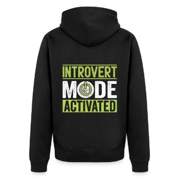 Dictons activés par le mode introverti pour les introvertis - Veste à capuche bio Premium Unisexe - noir - Dos - Nico (187cm)