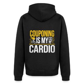 Couponing ist My Cardio Couponer Shopper Geld sparen - Unisex Premium Bio Zip Hoodie - Schwarz - Hinten - Nico (187cm)