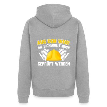 Arbeitssicherheit Fachkraft aus dem Weg Sifa - Unisex Premium Bio Zip Hoodie - Grau meliert - Hinten - Nico (187cm)