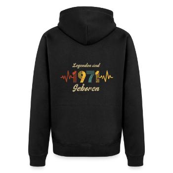 1971 Geburtstag Herzschlag Vintage Retro Spruch - Unisex Premium Bio Zip Hoodie - Schwarz - Hinten - Nico (187cm)