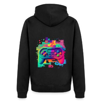 Console rétro colorée - Veste à capuche bio Premium Unisexe - noir - Dos - Nico (187cm)
