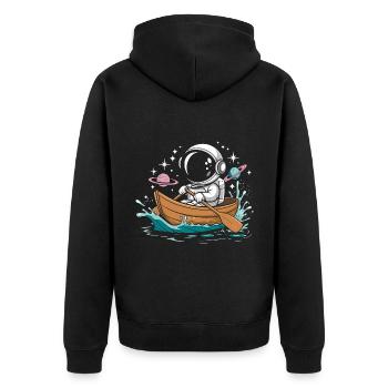 An Astronaut Boating Paddle Boat - Unisex Premium Organic Zip Hoodie - black - Back - Nico (187cm)