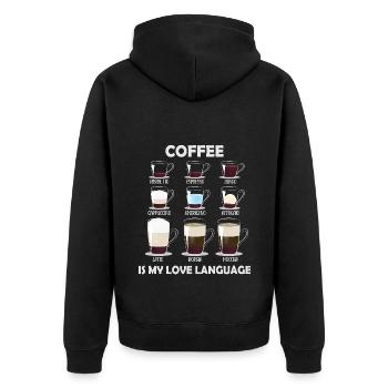 Coffee is My Love Language - Unisex Premium Organic Zip Hoodie - black - Back - Nico (187cm)