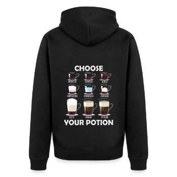 Wählen Sie Ihren Potion Coffee Lover - Unisex Premium Bio Zip Hoodie - Schwarz - Hinten - Nico (187cm)