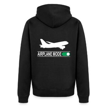 Airplane Mode - Unisex Premium Bio Zip Hoodie - Schwarz - Hinten - Nico (187cm)