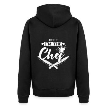 I m the chef cadeau cool chef cuisinier - Veste à capuche bio Premium Unisexe - noir - Dos - Nico (187cm)
