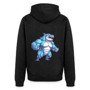 Bodybuilder Shark - Veste à capuche bio Premium Unisexe - noir - Dos - Nico (187cm)