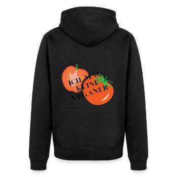 Ich mag keine Veganer - Unisex Premium Bio Zip Hoodie - Schwarz - Hinten - Nico (187cm)