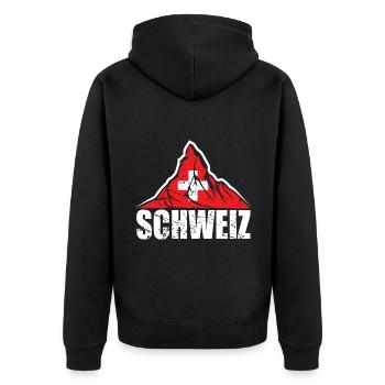 Schweiz Matterhorn - Switzerland Flag - Unisex Premium Organic Zip Hoodie - black - Back - Nico (187cm)