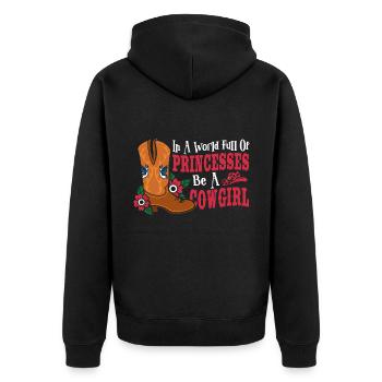 In a World Full of Princesses Be a - Unisex Premium Bio Zip Hoodie - Schwarz - Hinten - Nico (187cm)