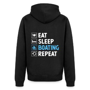 Eat Sleep Boating Paddle Boat - Unisex Premium Organic Zip Hoodie - black - Back - Nico (187cm)