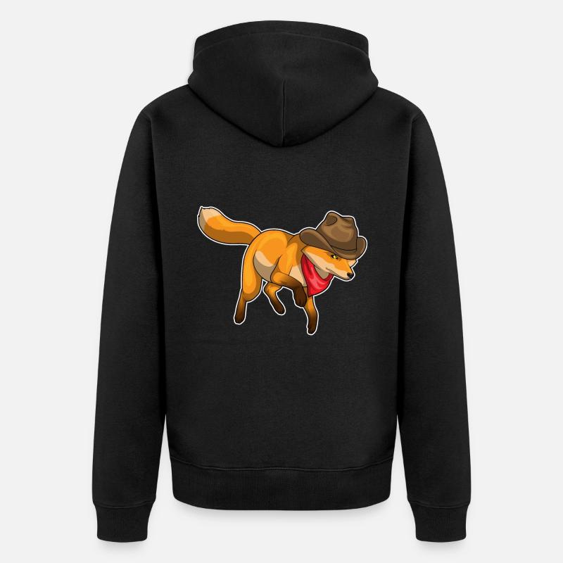 Fox Cowboy Cowboy Hat - Veste à capuche bio Premium Unisexe - noir