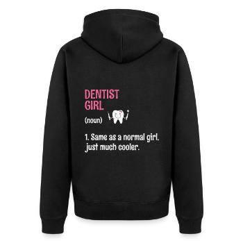 Dentiste Fille Définition Dentisterie Dentaire Dent Den - Veste à capuche bio Premium Unisexe - noir - Dos - Nico (187cm)