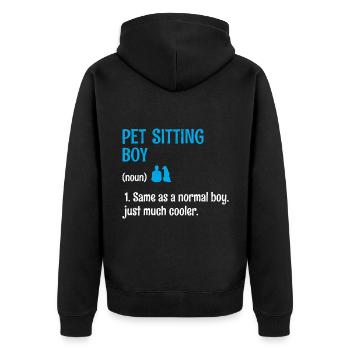 Haustiersitter Junge Haustiersitter Hund und Katzensitter Hund - Unisex Premium Bio Zip Hoodie - Schwarz - Hinten - Nico (187cm)