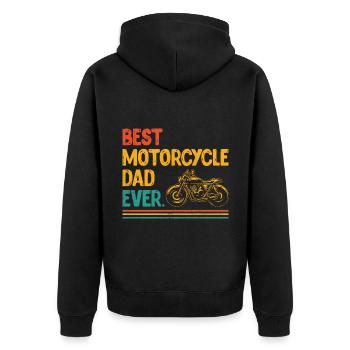 Bester Motorrad Papa aller Zeiten Motorradfahrer Biker Motorrad - Unisex Premium Bio Zip Hoodie - Schwarz - Hinten - Nico (187cm)