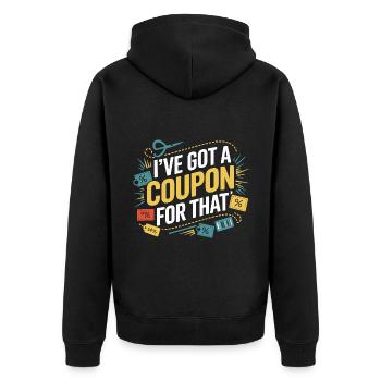Ich habe einen Gutschein für den Couponer-Käufer, der spart - Unisex Premium Bio Zip Hoodie - Schwarz - Hinten - Nico (187cm)