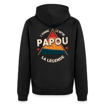 Pour mon Papou le mythe la legende Papy - Veste à capuche bio Premium Unisexe - noir - Dos - Nico (187cm)