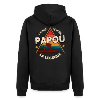 Cadeau pour mon papou de légende citation tendre - Veste à capuche bio Premium Unisexe - noir - Dos - Nico (187cm)
