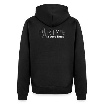 I LOVE PARIS - Unisex Premium Bio Zip Hoodie - Schwarz - Hinten - Nico (187cm)