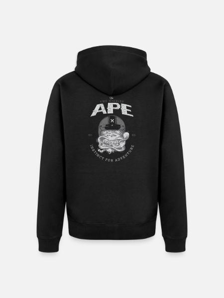 Two Wheeled Ape Windy Biker T shirt - Unisex Premium Organic Zip Hoodie - black