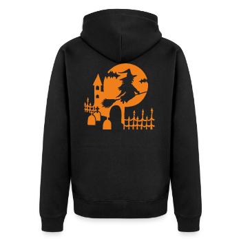 Halloween - Sorcière Cimetière - Orange - Veste à capuche bio Premium Unisexe - noir - Dos - Nico (187cm)