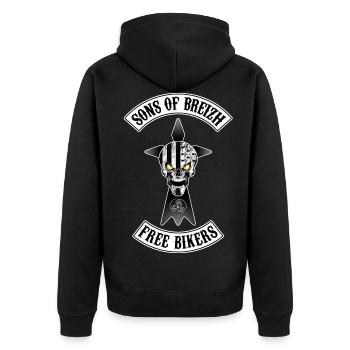 Breizh Bikers skull - Veste à capuche bio Premium Unisexe - noir - Dos - Nico (187cm)