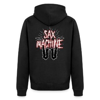 Sax Machine - Saxophone Saxophone Music Instrument - Unisex Premium Organic Zip Hoodie - black - Back - Nico (187cm)