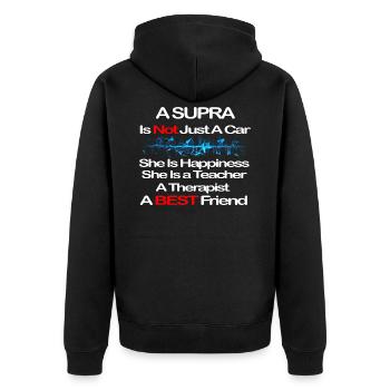 Supra T-Shirt - Unisex Premium Bio Zip Hoodie - Schwarz - Hinten - Nico (187cm)