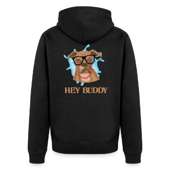 Nerd Hunderasse intelligenter Boxer mit Brille - Unisex Premium Bio Zip Hoodie - Schwarz - Hinten - Nico (187cm)