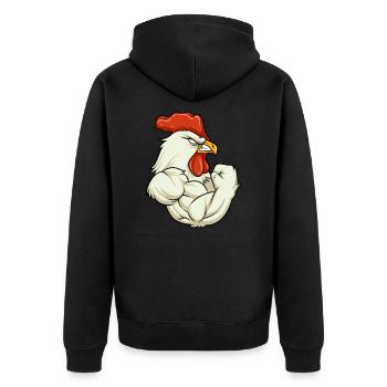 Coq à la Gym - Muscles de forme physique d'entraînement - Veste à capuche bio Premium Unisexe - noir - Dos - Nico (187cm)