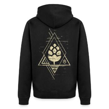 Geometrisches Hopfen Design - Unisex Premium Bio Zip Hoodie - Schwarz - Hinten - Nico (187cm)