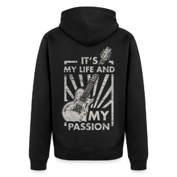 Gitarre Gitarrist Musikinstrument Musik Musiker - Unisex Premium Bio Zip Hoodie - Schwarz - Hinten - Nico (187cm)
