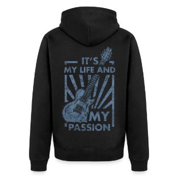 Gitarre Gitarrist Musikinstrument Musik Musiker - Unisex Premium Bio Zip Hoodie - Schwarz - Hinten - Nico (187cm)