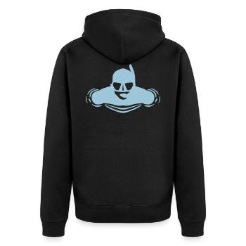 Unterwasserjäger - Unisex Premium Bio Zip Hoodie - Schwarz - Hinten - Nico (187cm)