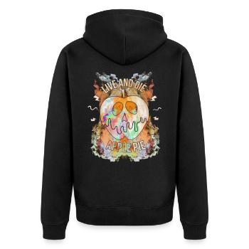 Leben und sterben Apple Pie Art Design - Unisex Premium Bio Zip Hoodie - Schwarz - Hinten - Nico (187cm)