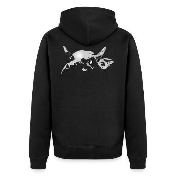 Kuh - Unisex Premium Bio Zip Hoodie - Schwarz - Hinten - Nico (187cm)