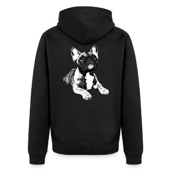 french bulldog puppy - Unisex Premium Bio Zip Hoodie - Schwarz - Hinten - Nico (187cm)