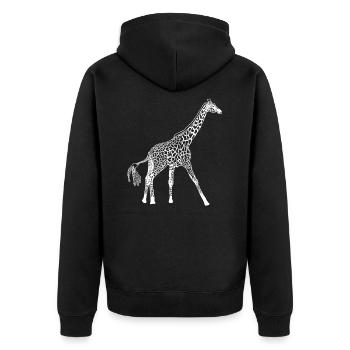 Giraffe weiß Struktur - Unisex Premium Bio Zip Hoodie - Schwarz - Hinten - Nico (187cm)