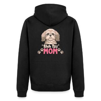 Shih Tzu Shih Tzu Mom - Unisex Premium Bio Zip Hoodie - Schwarz - Hinten - Nico (187cm)