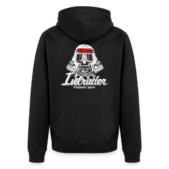 Intruder Fanatics KAMIKAZE white - Unisex Premium Bio Zip Hoodie - Schwarz - Hinten - Nico (187cm)