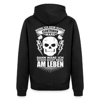 Elektriker - Unisex Premium Bio Zip Hoodie - Schwarz - Hinten - Nico (187cm)