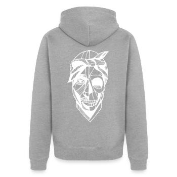 Skeletal Skull Rapper - Unisex Premium Organic Zip Hoodie - heather grey - Back - Nico (187cm)