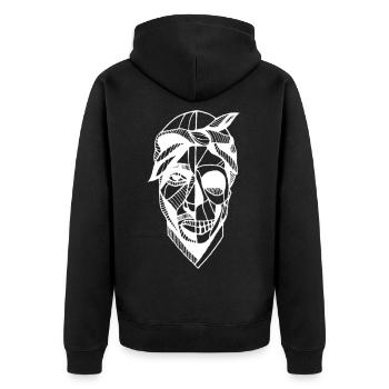 Skeletkopf Totenkopf Rapper - Unisex Premium Bio Zip Hoodie - Schwarz - Hinten - Nico (187cm)