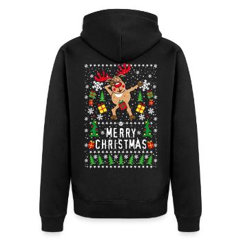 203 Cerf Rudolph Dabbing nue Merry Christmas - Veste à capuche bio Premium Unisexe - noir - Dos - Nico (187cm)