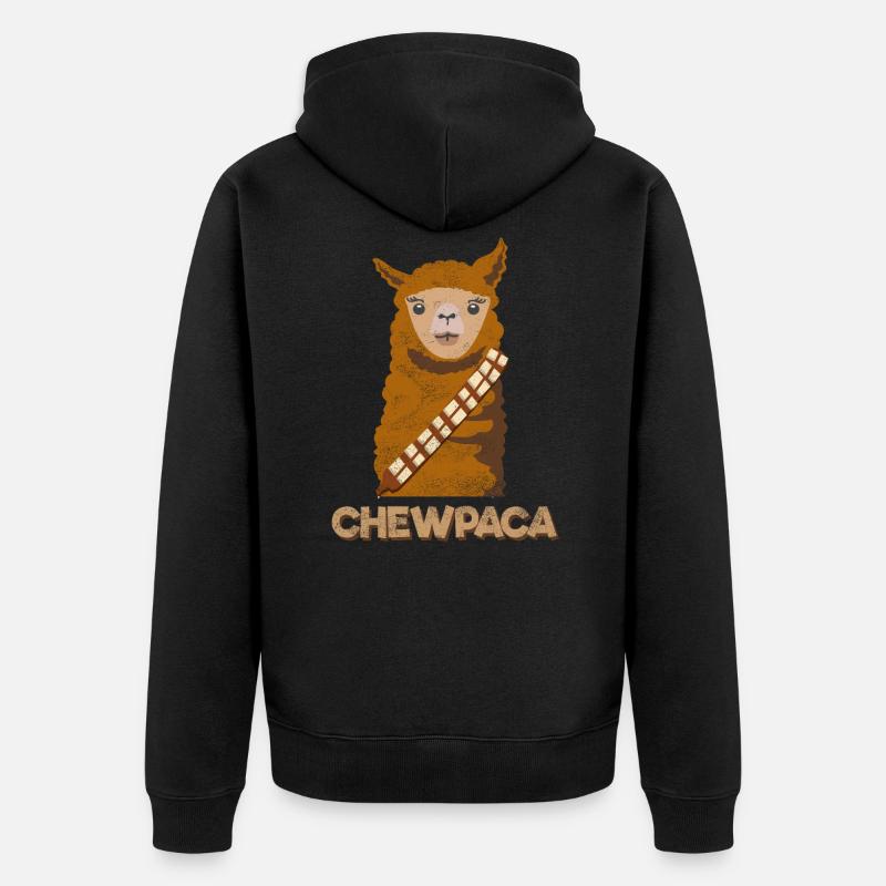 Alpaga Lama Chewpaca Comique Pérou - Veste à capuche bio Premium Unisexe - noir