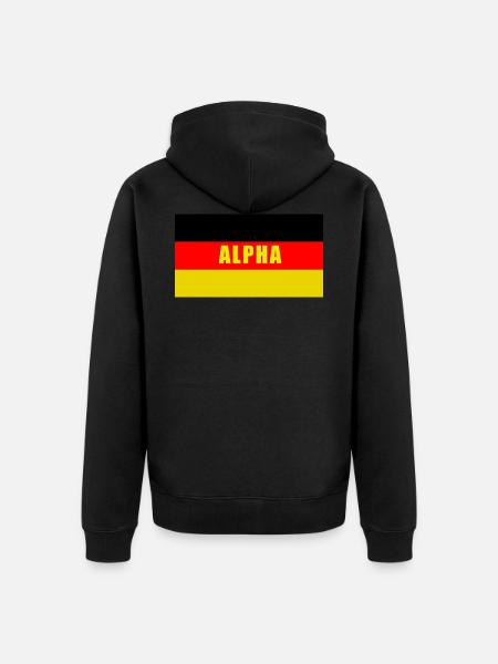 Alpha Germany yellow - Unisex Premium Organic Zip Hoodie - black