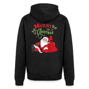 Weihnachtsmann - Unisex Premium Bio Zip Hoodie - Schwarz - Hinten - Nico (187cm)