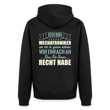 Mécatronicien Mécatronique KFz Mécanicien voitures - Veste à capuche bio Premium Unisexe - noir - Dos - Nico (187cm)