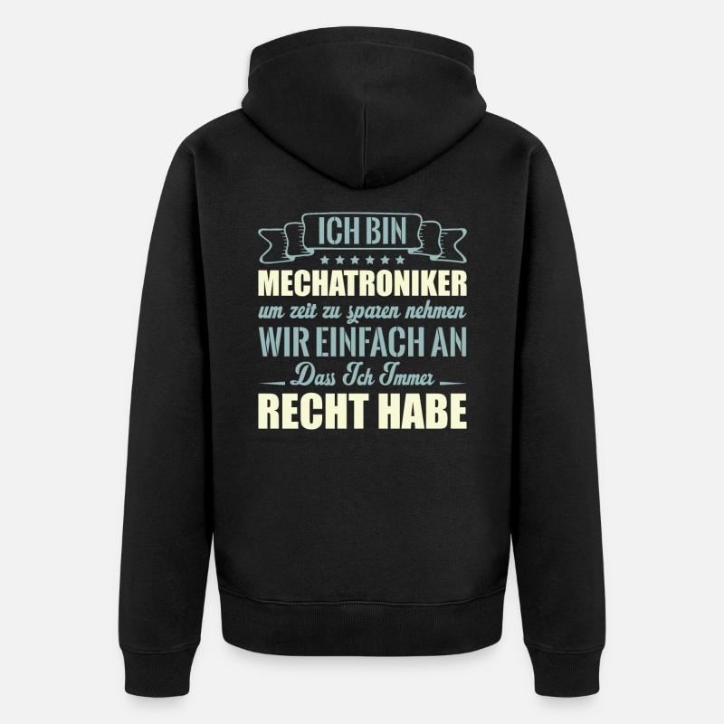 Mécatronicien Mécatronique KFz Mécanicien voitures - Veste à capuche bio Premium Unisexe - noir