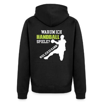 Handballer - Unisex Premium Bio Zip Hoodie - Schwarz - Hinten - Nico (187cm)